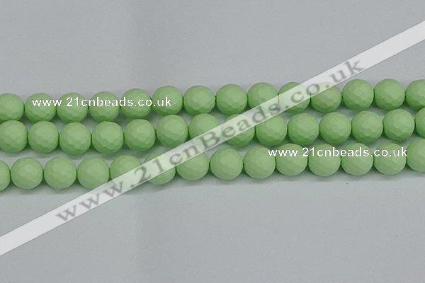 CSB1995 15.5 inches 14mm faceted round matte shell pearl beads