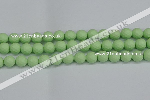 CSB1995 15.5 inches 14mm faceted round matte shell pearl beads