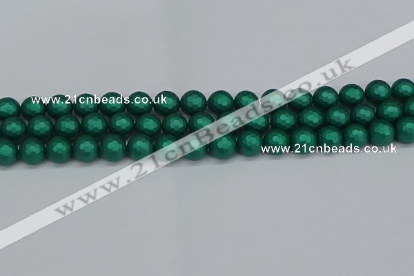 CSB2002 15.5 inches 8mm faceted round matte shell pearl beads