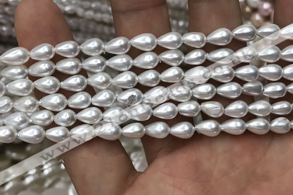 CSB2124 15.5 inches 5*8mm teardrop shell pearl beads wholesale