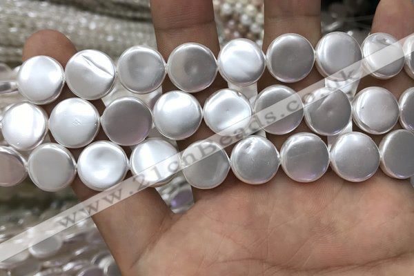 CSB2138 15.5 inches 14mm coin shell pearl beads wholesale