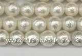 CSB2200 15.5 inches 4mm round wrinkled shell pearl beads wholesale