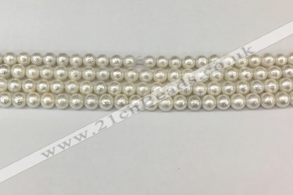 CSB2200 15.5 inches 4mm round wrinkled shell pearl beads wholesale