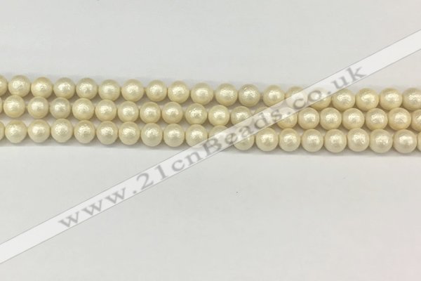 CSB2210 15.5 inches 4mm round wrinkled shell pearl beads wholesale