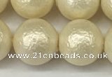 CSB2215 15.5 inches 14mm round wrinkled shell pearl beads wholesale