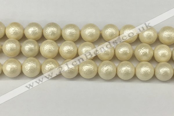 CSB2215 15.5 inches 14mm round wrinkled shell pearl beads wholesale