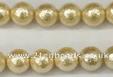 CSB2220 15.5 inches 4mm round wrinkled shell pearl beads wholesale