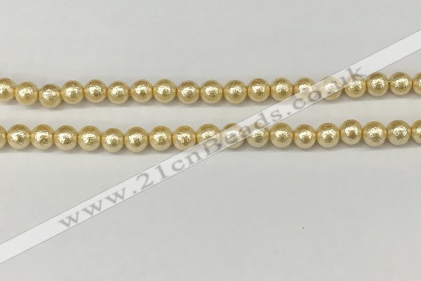 CSB2220 15.5 inches 4mm round wrinkled shell pearl beads wholesale
