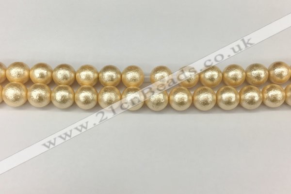 CSB2223 15.5 inches 10mm round wrinkled shell pearl beads wholesale