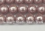 CSB2240 15.5 inches 4mm round wrinkled shell pearl beads wholesale