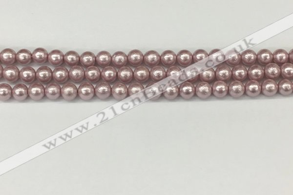 CSB2240 15.5 inches 4mm round wrinkled shell pearl beads wholesale