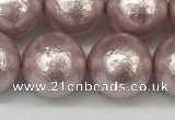 CSB2245 15.5 inches 14mm round wrinkled shell pearl beads wholesale