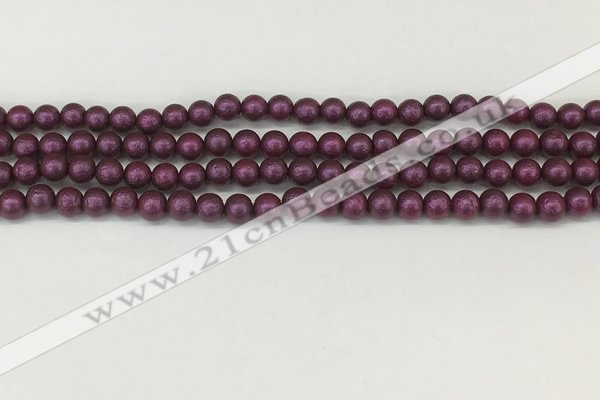 CSB2250 15.5 inches 4mm round wrinkled shell pearl beads wholesale