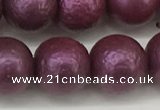 CSB2255 15.5 inches 14mm round wrinkled shell pearl beads wholesale