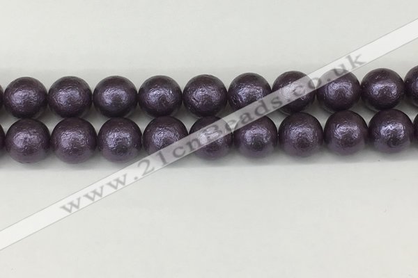 CSB2275 15.5 inches 14mm round wrinkled shell pearl beads wholesale