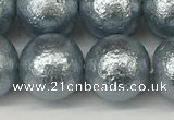 CSB2285 15.5 inches 14mm round wrinkled shell pearl beads wholesale