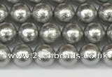 CSB2300 15.5 inches 4mm round wrinkled shell pearl beads wholesale