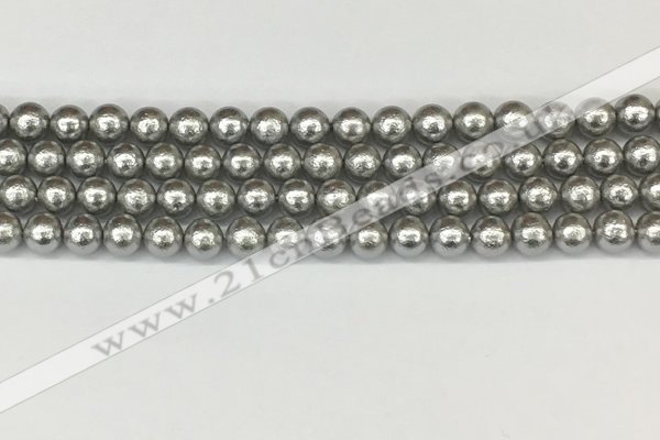 CSB2301 15.5 inches 6mm round wrinkled shell pearl beads wholesale