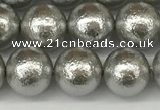 CSB2302 15.5 inches 8mm round wrinkled shell pearl beads wholesale