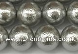 CSB2303 15.5 inches 10mm round wrinkled shell pearl beads wholesale