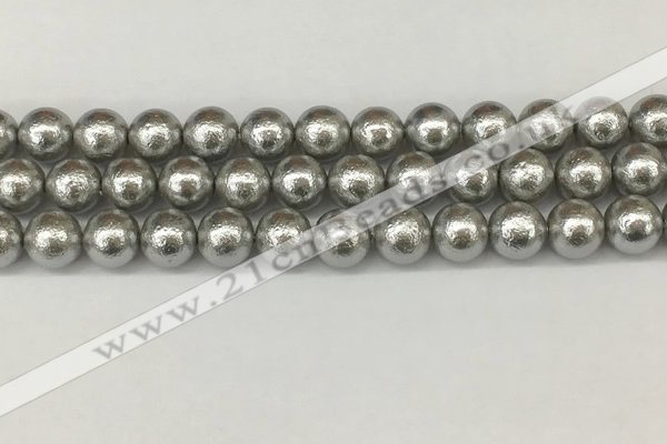 CSB2303 15.5 inches 10mm round wrinkled shell pearl beads wholesale