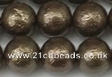 CSB2313 15.5 inches 10mm round wrinkled shell pearl beads wholesale