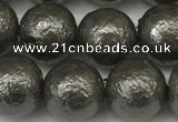 CSB2324 15.5 inches 12mm round wrinkled shell pearl beads wholesale