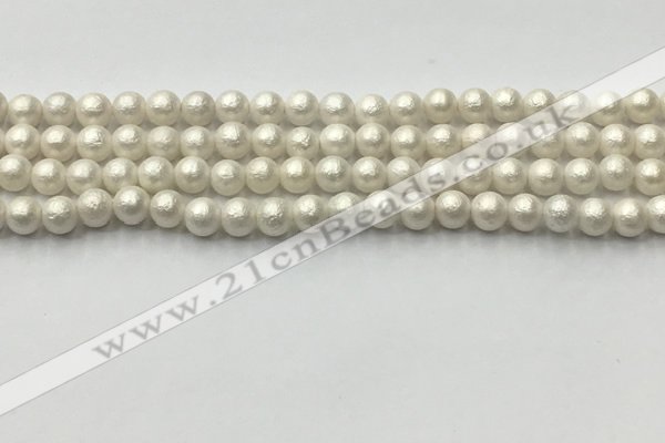 CSB2360 15.5 inches 4mm round matte wrinkled shell pearl beads