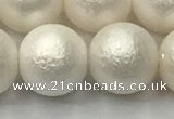 CSB2365 15.5 inches 14mm round matte wrinkled shell pearl beads