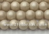 CSB2370 15.5 inches 4mm round matte wrinkled shell pearl beads