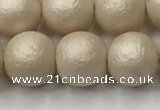 CSB2373 15.5 inches 10mm round matte wrinkled shell pearl beads