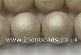 CSB2375 15.5 inches 14mm round matte wrinkled shell pearl beads