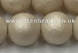 CSB2376 15.5 inches 16mm round matte wrinkled shell pearl beads