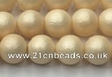 CSB2390 15.5 inches 4mm round matte wrinkled shell pearl beads