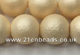 CSB2395 15.5 inches 14mm round matte wrinkled shell pearl beads