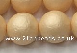 CSB2405 15.5 inches 14mm round matte wrinkled shell pearl beads