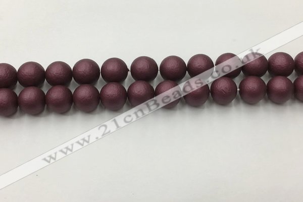 CSB2454 15.5 inches 12mm round matte wrinkled shell pearl beads