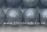 CSB2475 15.5 inches 14mm round matte wrinkled shell pearl beads