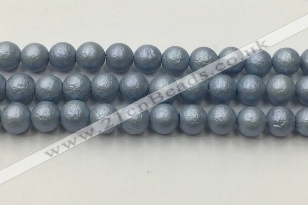 CSB2475 15.5 inches 14mm round matte wrinkled shell pearl beads