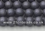 CSB2480 15.5 inches 4mm round matte wrinkled shell pearl beads