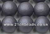 CSB2483 15.5 inches 10mm round matte wrinkled shell pearl beads