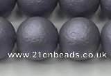 CSB2485 15.5 inches 14mm round matte wrinkled shell pearl beads