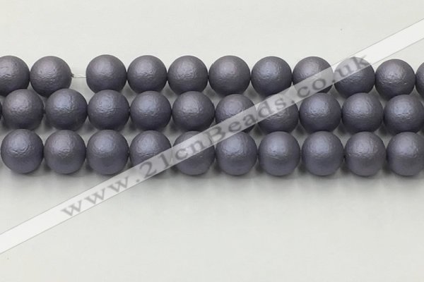 CSB2485 15.5 inches 14mm round matte wrinkled shell pearl beads