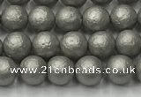 CSB2490 15.5 inches 4mm round matte wrinkled shell pearl beads