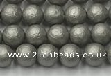 CSB2490 15.5 inches 4mm round matte wrinkled shell pearl beads