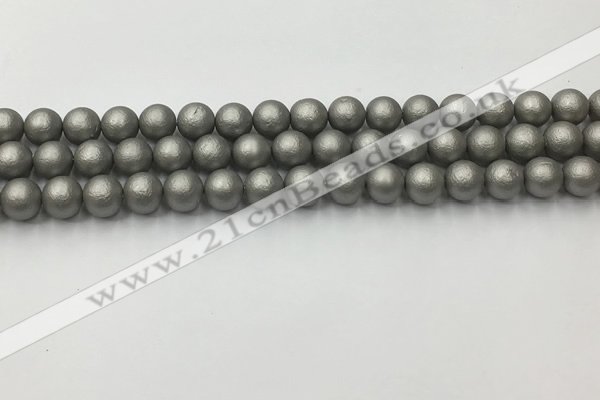 CSB2491 15.5 inches 6mm round matte wrinkled shell pearl beads