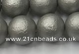 CSB2495 15.5 inches 14mm round matte wrinkled shell pearl beads