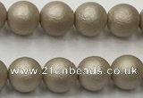 CSB2500 15.5 inches 4mm round matte wrinkled shell pearl beads