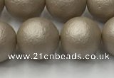 CSB2505 15.5 inches 14mm round matte wrinkled shell pearl beads