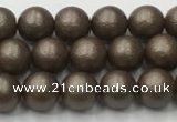 CSB2510 15.5 inches 4mm round matte wrinkled shell pearl beads